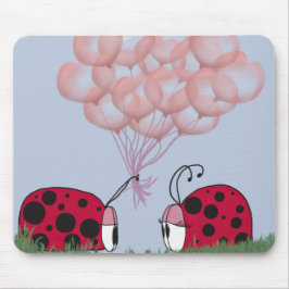 Mousepad Ladybug Adorável Com Buquê De Balão Rosa Bonito