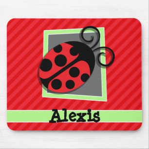 Mousepad Ladybug Cuto; Stripes Vermelhas Escarlate