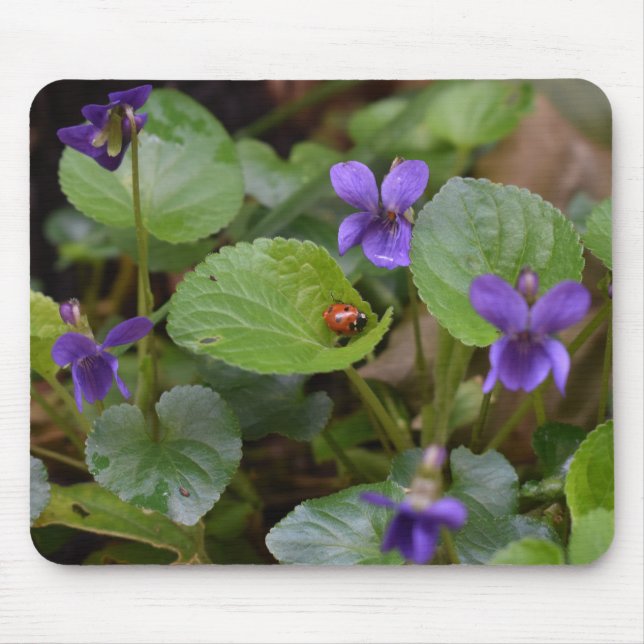 Mousepad Ladybug em Flores de Violeta Doce (Frente)