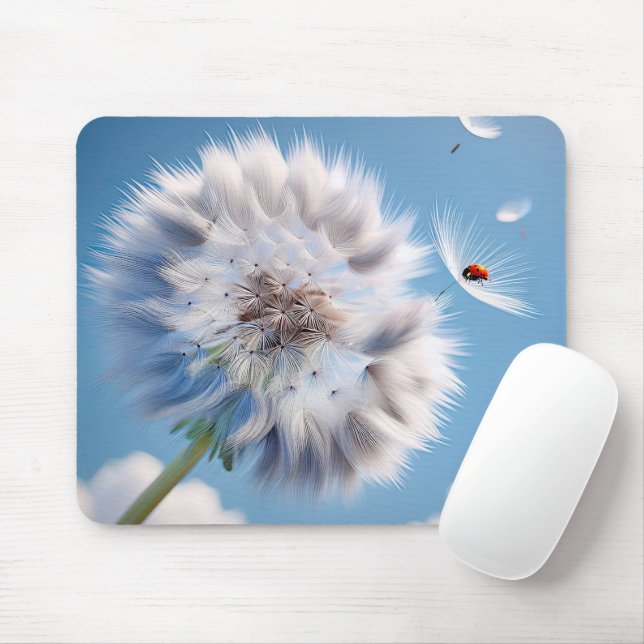 Mousepad Ladybug em uma semente de Dandelion (Com mouse)