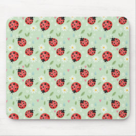 Mousepad Ladybug Flower Pattern