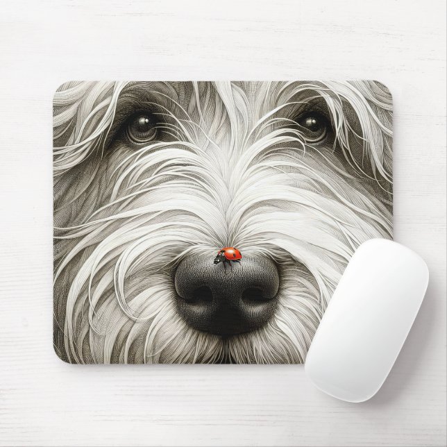 Mousepad Ladybug No Nariz de Cachorro (Com mouse)
