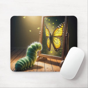 Mousepad Lagarta Olhando uma Borboleta em um Espelho