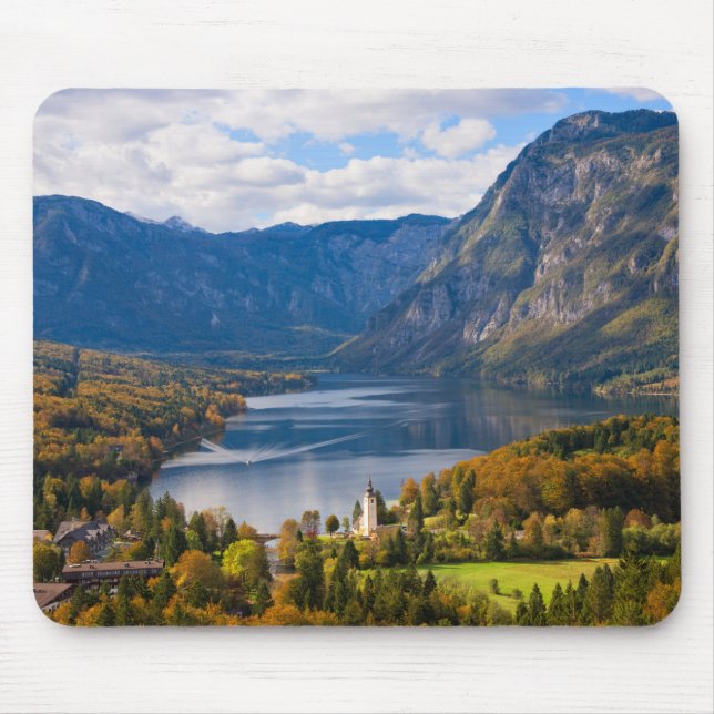 Mousepad Lago Bohinj em Slovenia no outono (Frente)