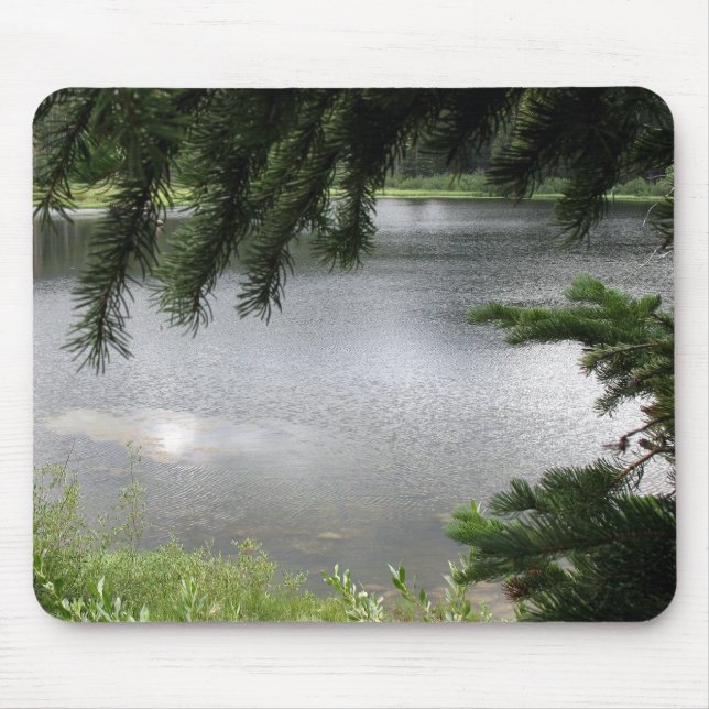 Mousepad Lago de prata quadro pelos ramo verdes (Frente)