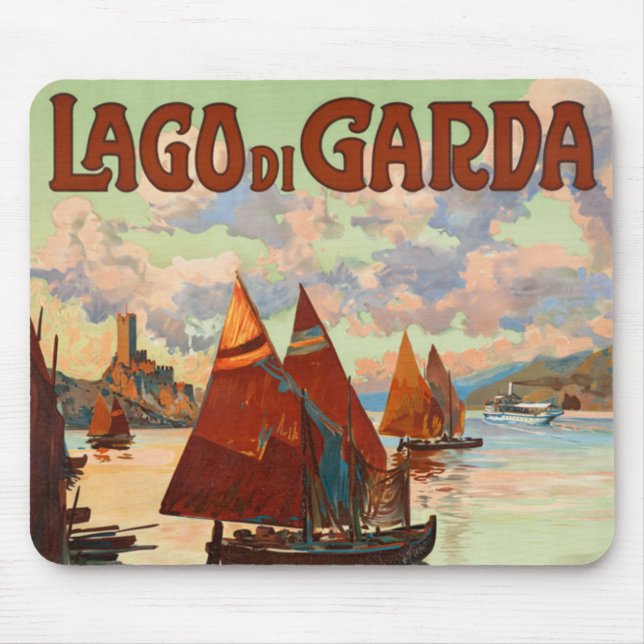 Mousepad Lago di Garda, Lago de Garda, Itália Viagens Antig (Frente)