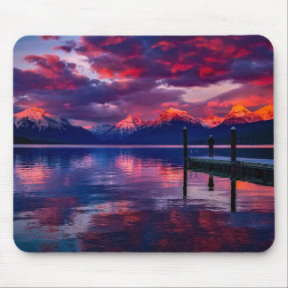 Mousepad Lago McDonald, Glacier National Park Céu vermelho