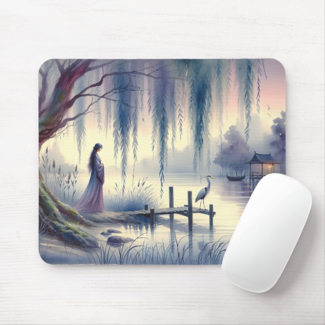 Mousepad Lago Serene Fantasy com Willow e Heron (Com mouse)