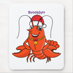 Mousepad Lagosta feliz e bonita vestindo o desenho animado