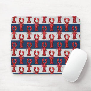 Mousepad Lagostas náuticas em Marinho azul e Cinzas