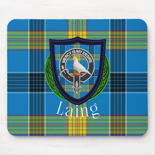 Mousepad Laing Scottish Clan Tartan & Crest (Frente)