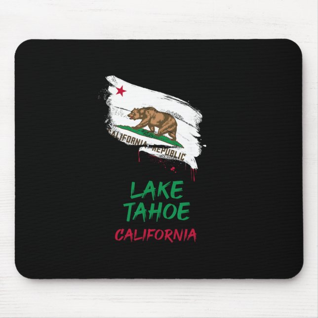 Mousepad Lake Tahoe California Paint Splatter Flag Vacation (Frente)