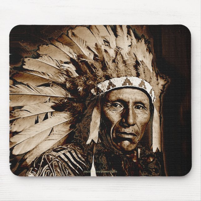 Mousepad Lakota Cão-Chefe Nativo Americano Histórico de Águ (Frente)