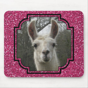 Mousepad Lama brilhante Sparkling de N no rosa quente