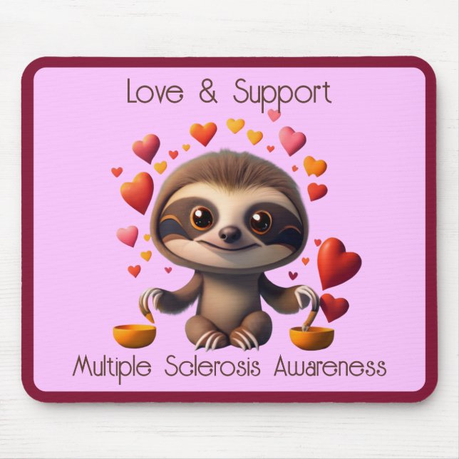 Mousepad Lama de Bebê da MS, bonita, rodeada por ♥️ s (Frente)