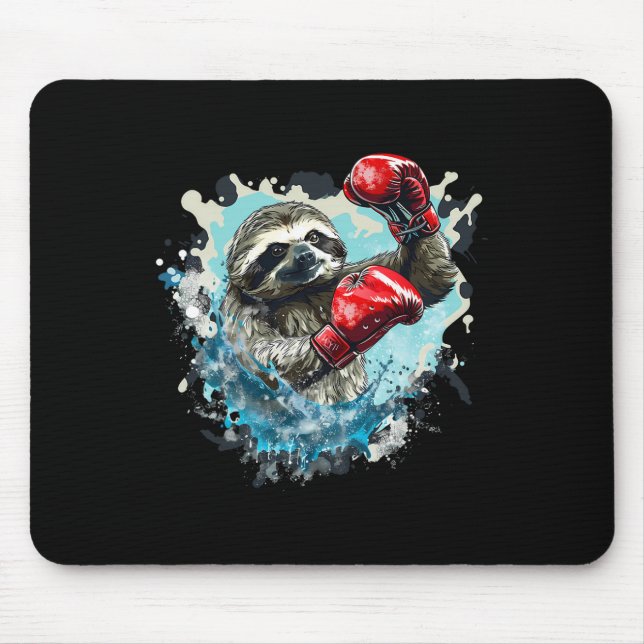 Mousepad Lama de Boxing com luvas de boxe Engraçada B (Frente)