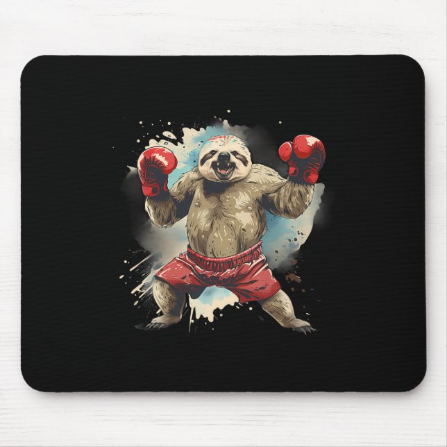 Mousepad Lama de Boxing com luvas de boxe Engraçada B (Frente)