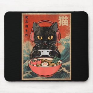 Mousepad Lamen de Gato Japonês Gráfico Divertido Kawaii Ani