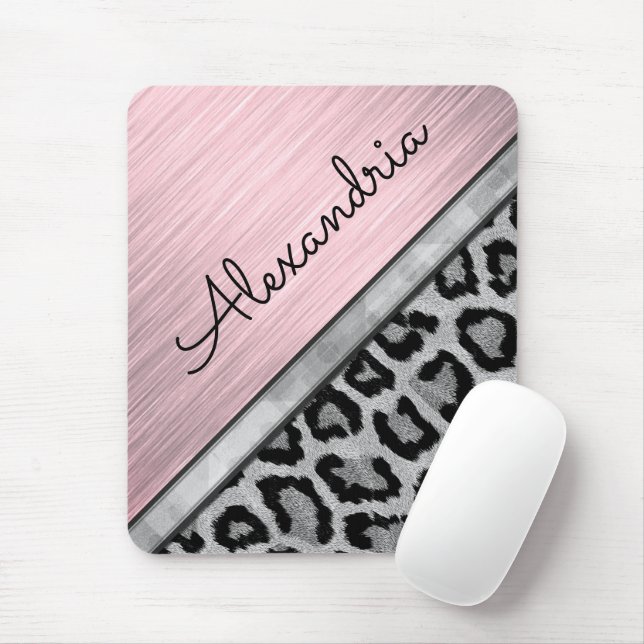 Mousepad Lâmpada Rosa Iluminando Impressão Leopardo (Com mouse)