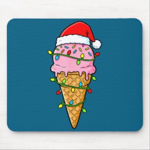 Mousepad Lâmpadas de Natal de Cone de Sorvete Chapéu do Pap