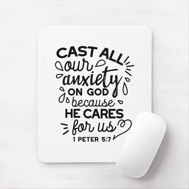 Mousepad Lance Toda a Sua Ansiedade – 1 Pedro 5:7 Versículo (Com mouse)