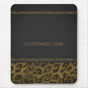 Mousepad Lantejoulas Brilho Leopardo Glam Chic Moderno Bril