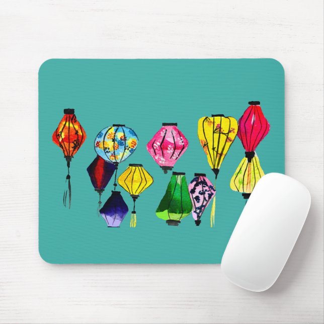 Mousepad Lanterna chinesa, arte colorida (Com mouse)