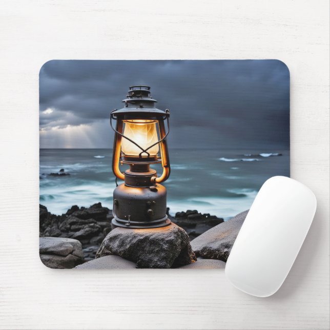 Mousepad Lanterna Oceânica em Rochas (Com mouse)