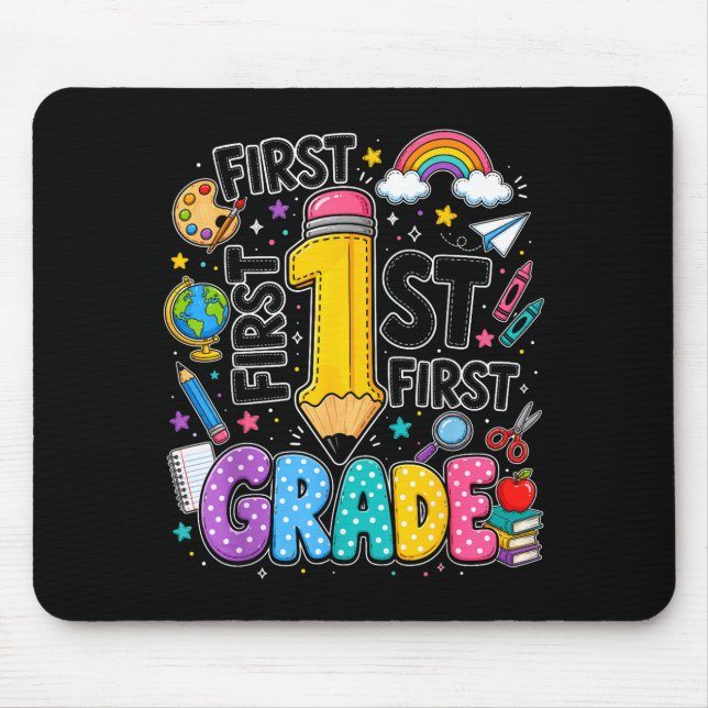 Mousepad lápis arco-íris da primeira série de volta às aula (Frente)