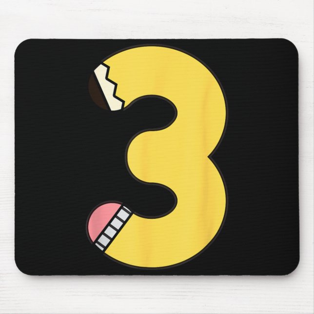 Mousepad Lápis Número 3 De Volta à Escola Aniversário de 3  (Frente)