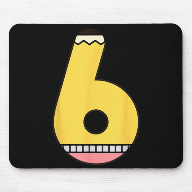 Mousepad Lápis Número 6 De Volta à Escola Aniversário de 6  (Frente)