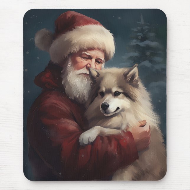 Mousepad Lapphund Santa Claus Festivo (Frente)