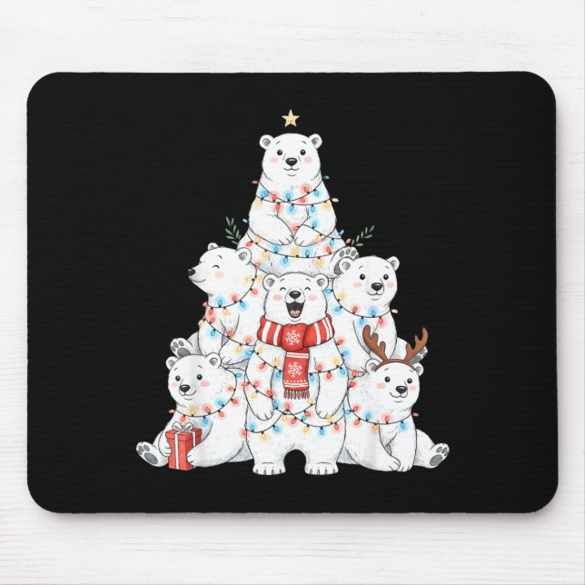 Mousepad Lar Bear Christmas Tree Xmas Pajamas  (Frente)