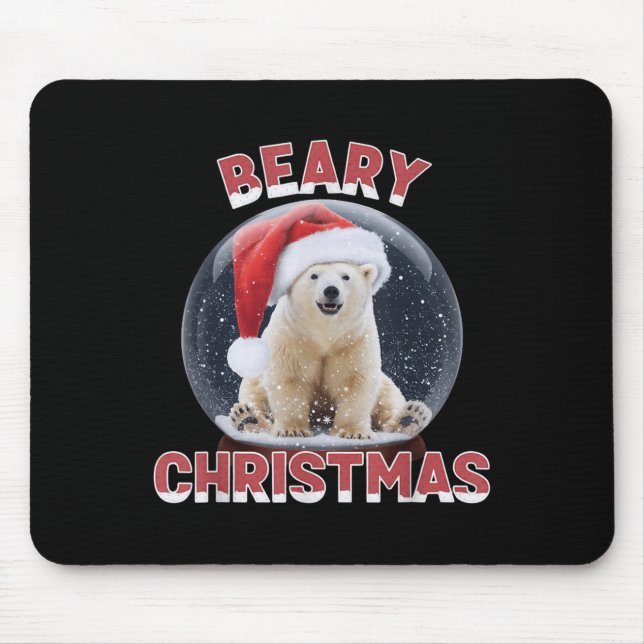 Mousepad Lar Bear de Natal do Globo de Neve (Frente)