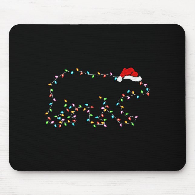 Mousepad Lar Bear Xmas Lighting Santa Hat Lar Bear Christma (Frente)