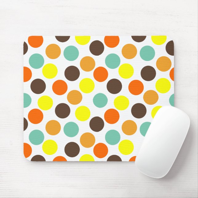 Mousepad Laranja, Amarelo, Marrom, Pontos Azuis (Com mouse)