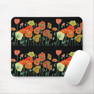 Mousepad Laranja Amarelo Vermelho Pópias flores Pad floral