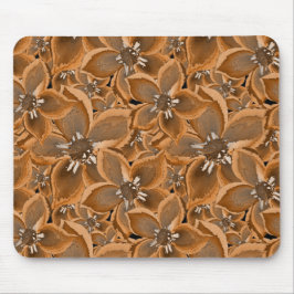 Mousepad Laranja, cinza, flores aquáticas.