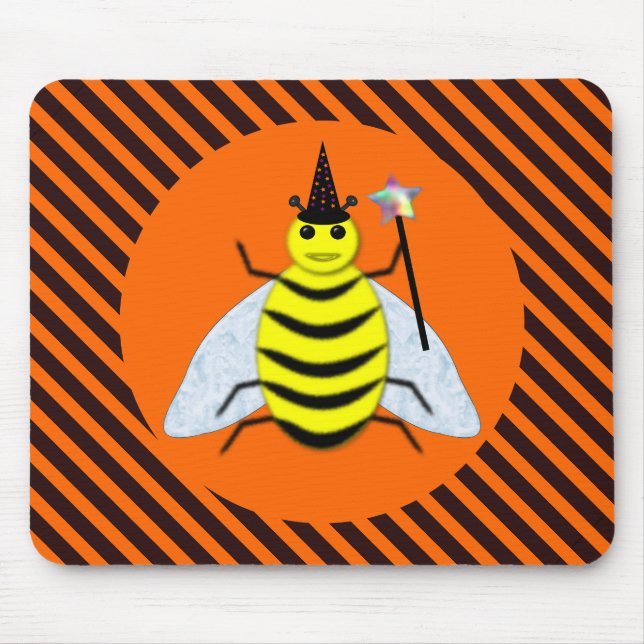 Mousepad Laranja-e-riscas-pretas de bruxa-de-bruxa-bruxa-br (Frente)