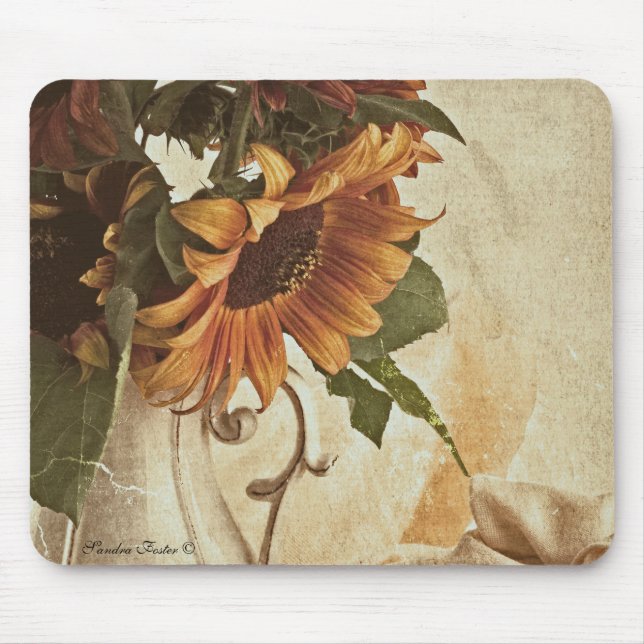 Mousepad Laranja enferrujado Girassóis (Frente)