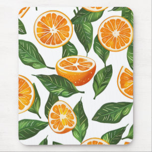 Mousepad Laranja Fruta Botânica Citrus Sem Costura