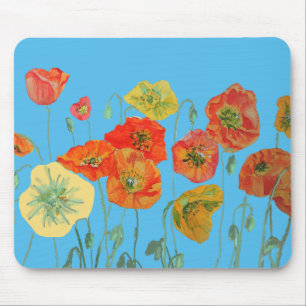 Mousepad Laranja Poppy Poppies Art Computador Mouse Mat Pad