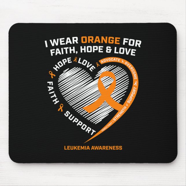 Mousepad Laranja Sensibilização Fé Esperança Amor Cristã (Frente)