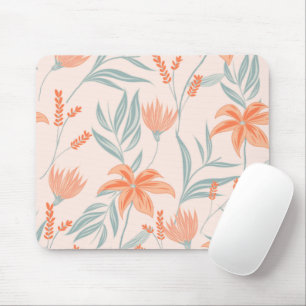 Mousepad Laranja Suave e Floral Botânico de Pêssego e Salvi