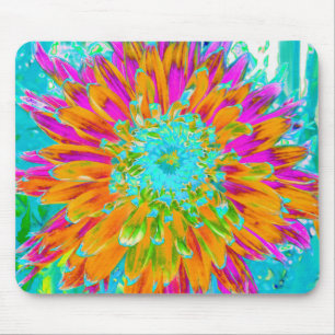 Mousepad Laranja Tropical e Dália Rosa Quente
