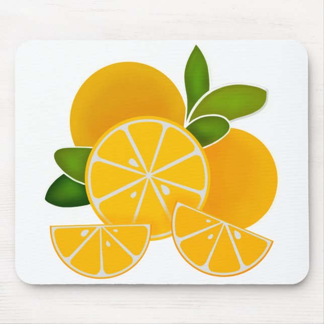 Mousepad Laranjas, fatias de laranja, frutas de citrinos (Frente)