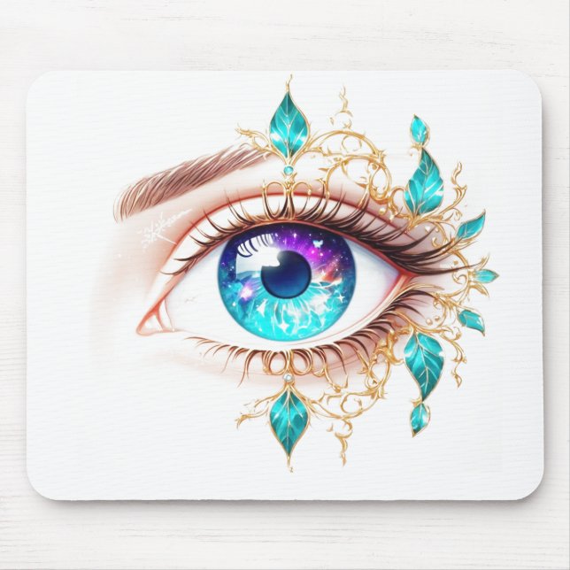 Mousepad Large Purple/Blue Eye Surrounded By Plant Leaves (Frente)
