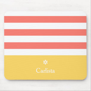 Mousepad Largo Coral Horizontal Stripes Amarelo Nome Margar