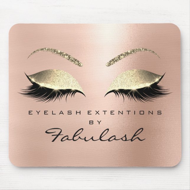 Mousepad Lashes do Estúdio de Beleza Glitter Dourado rosa (Frente)
