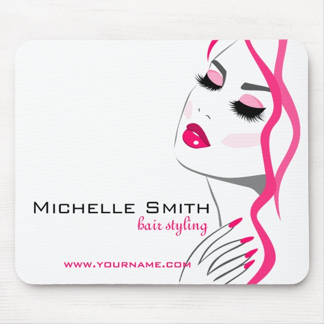 Mousepad Lashes Manicure Cabelo Rosa Bela Branding (Frente)
